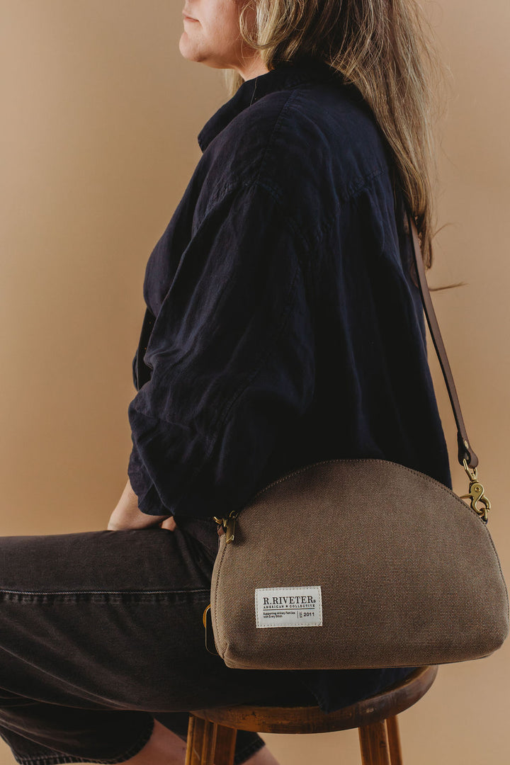 Hopper Crossbody | Chocolate Washed Canvas + Brown