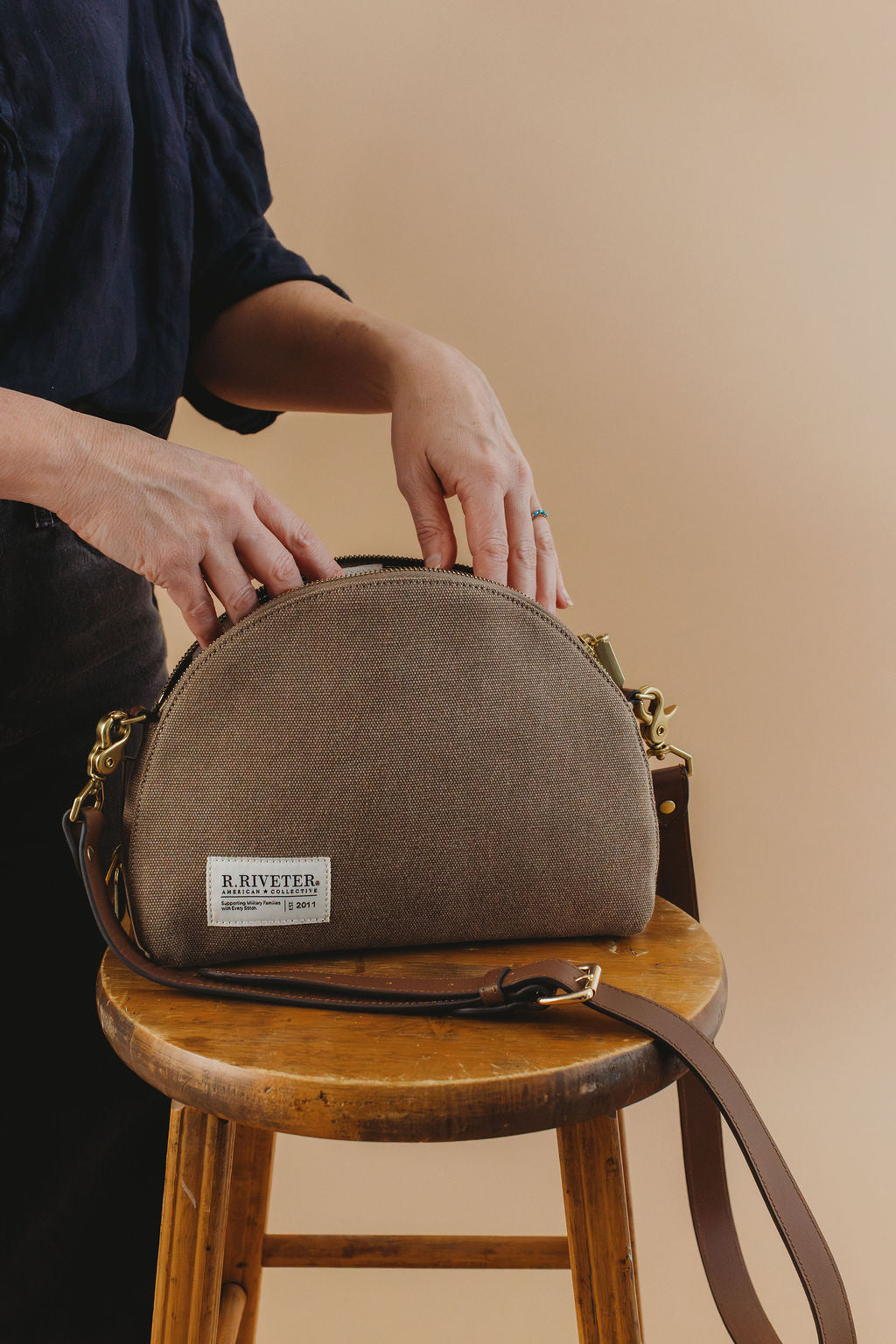 Hopper Crossbody | Chocolate Washed Canvas + Brown