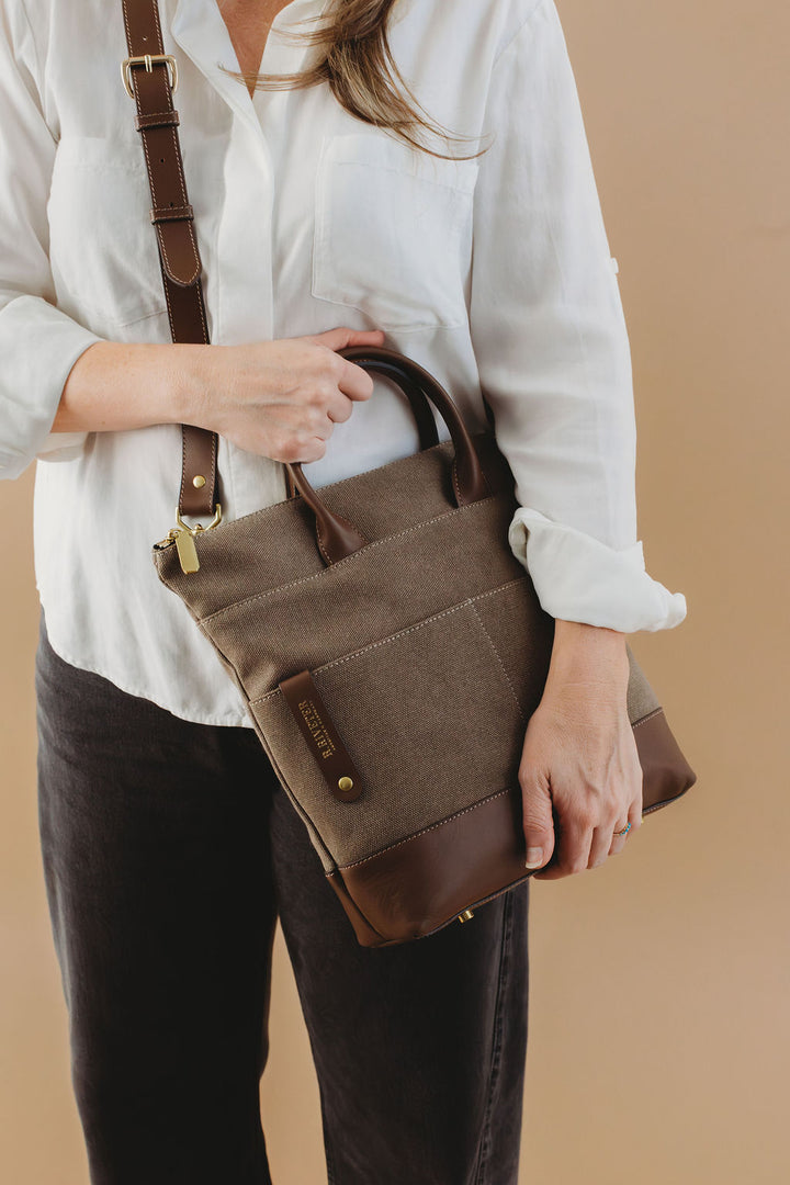 Otto Tote | Chocolate Washed Canvas + Brown Leather