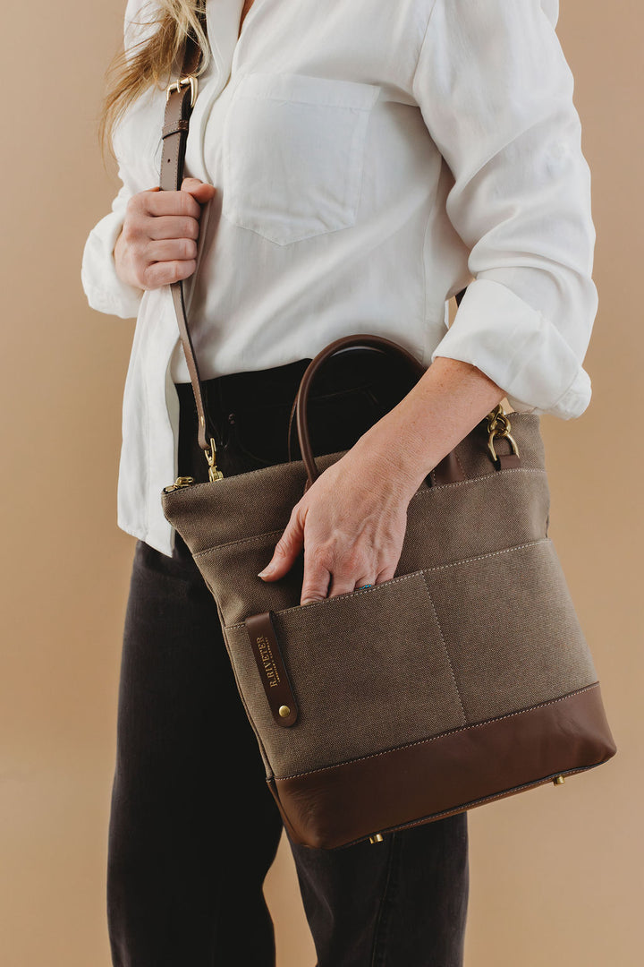 Otto Tote | Chocolate Washed Canvas + Brown Leather