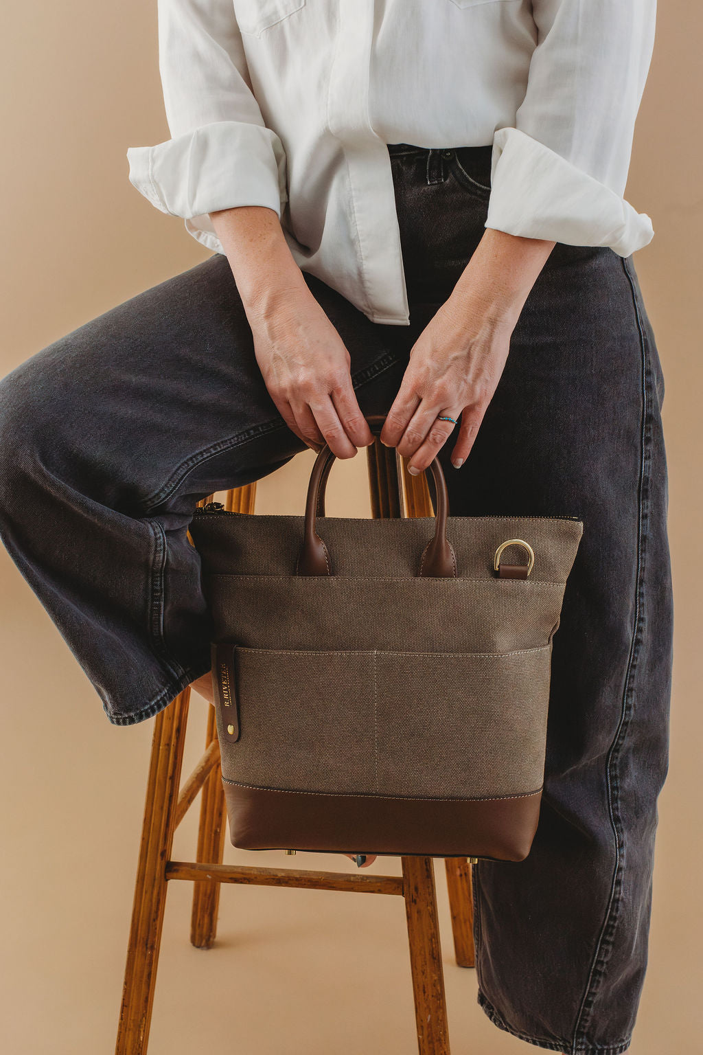 Otto Tote | Chocolate Washed Canvas + Brown Leather