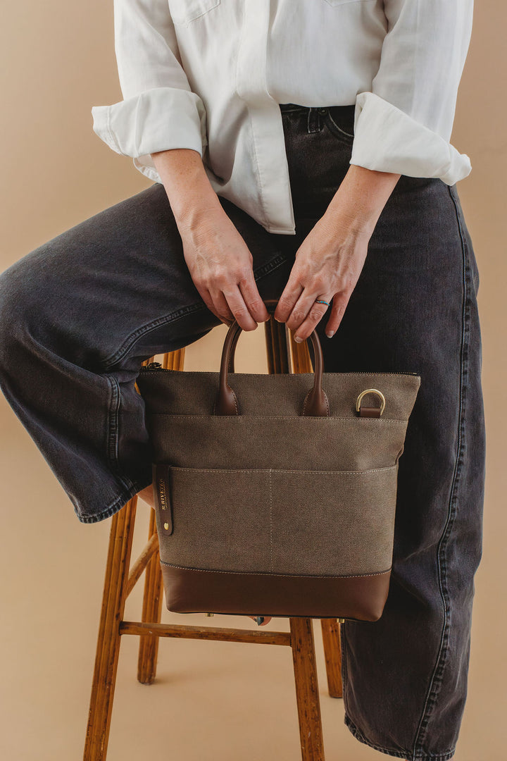 Otto Tote | Chocolate Washed Canvas + Brown Leather