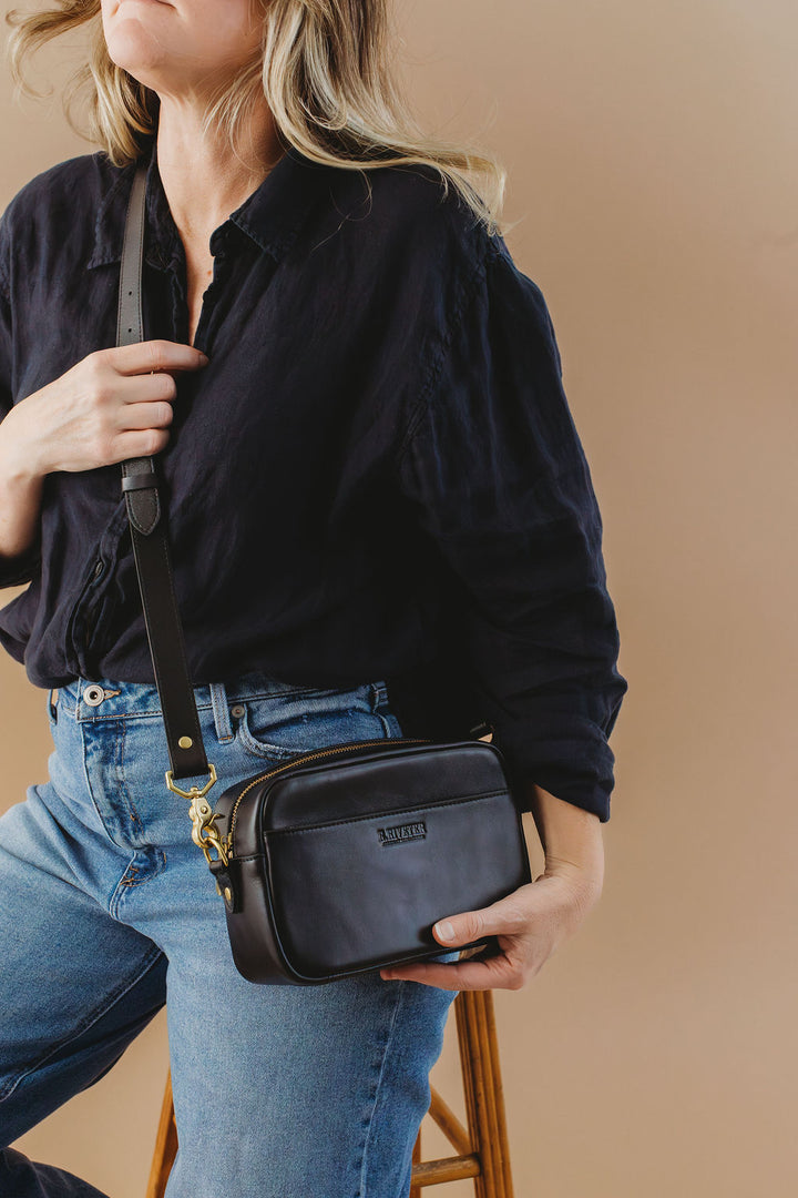 Jane Crossbody Bag | Black Leather