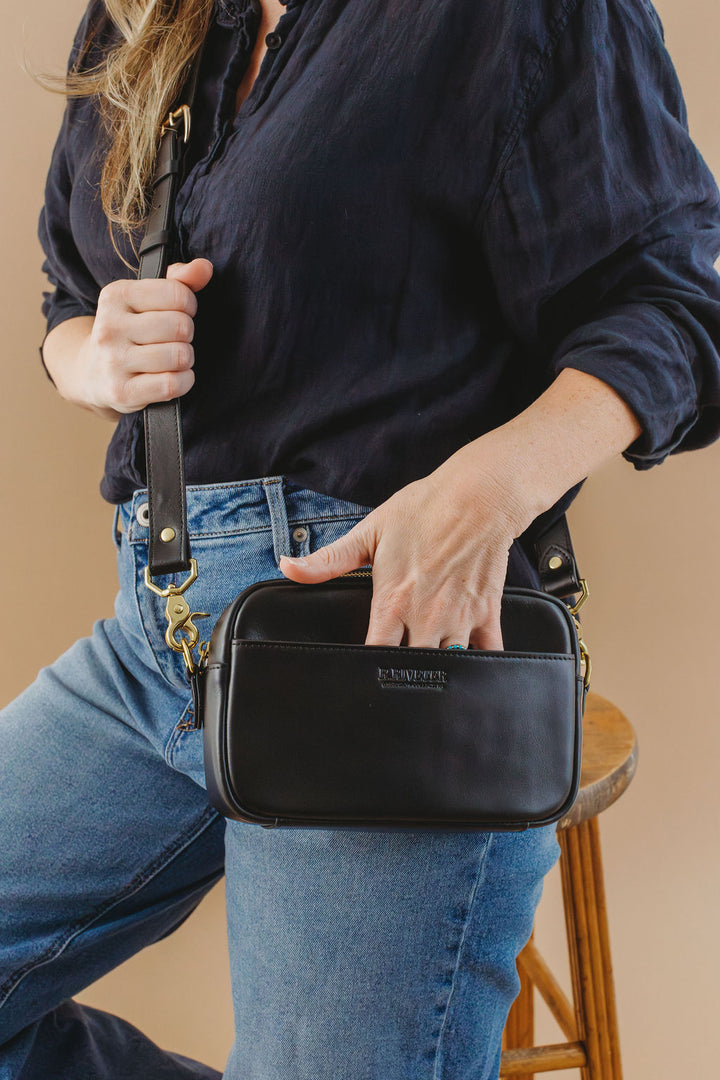 Jane Crossbody Bag | Black Leather