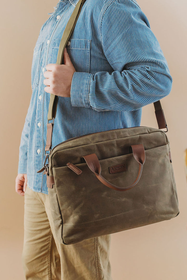 Normandy Men's Briefcase | Fatigue Washed Canvas