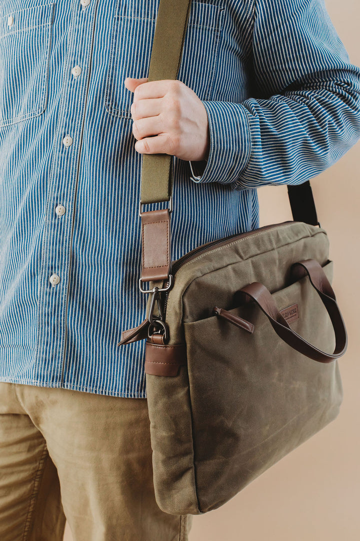 Normandy Men's Briefcase | Fatigue Washed Canvas