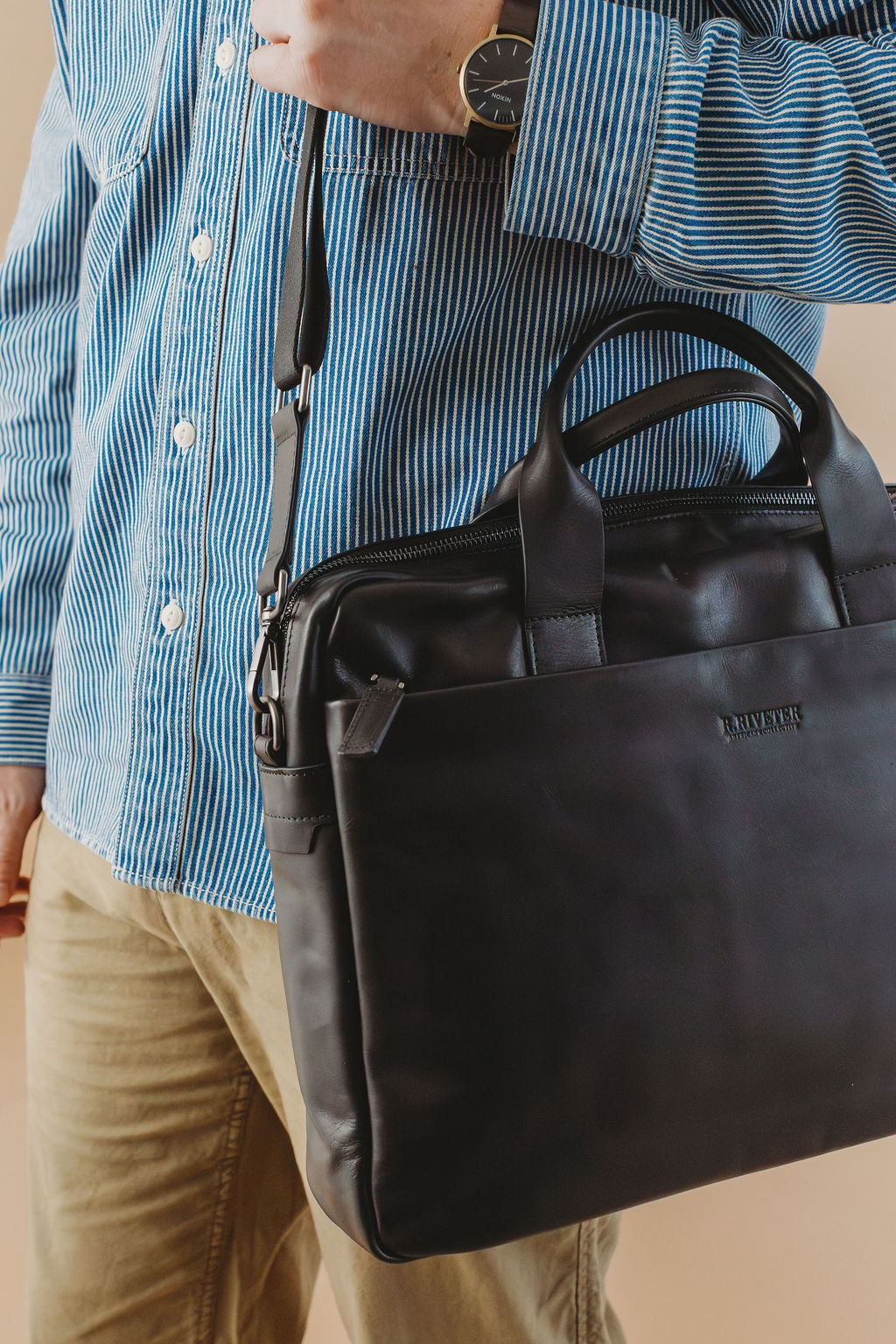 Normandy Men's Briefcase | Black Leather