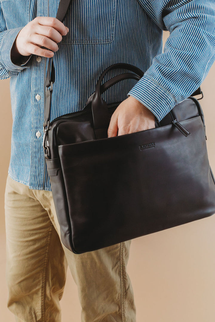 Normandy Men's Briefcase | Black Leather