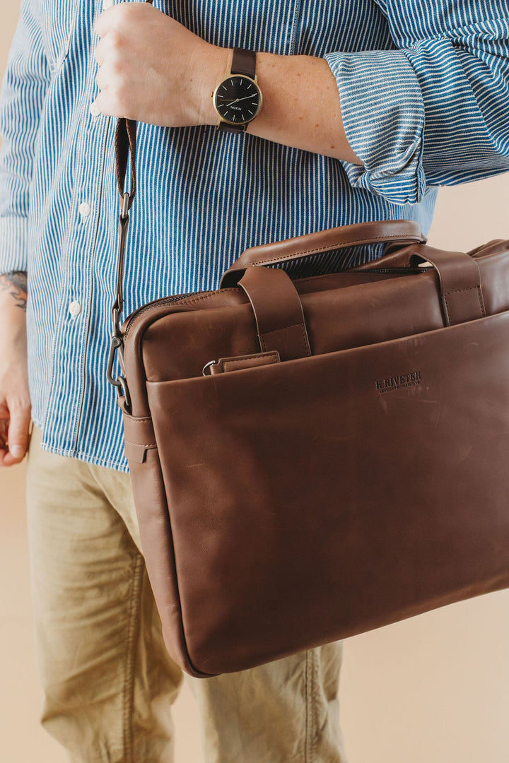 Normandy Men's Briefcase | Brown Leather