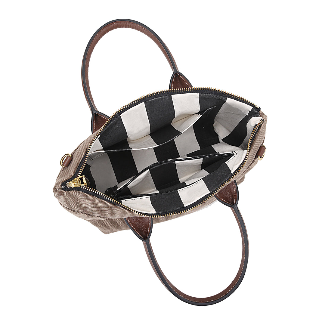 Dot | Small Tote | Chocolate Washed Canvas + Brown Leather