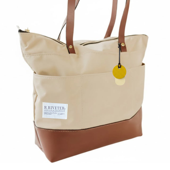 Harriet | Khaki Nylon + Brown Leather