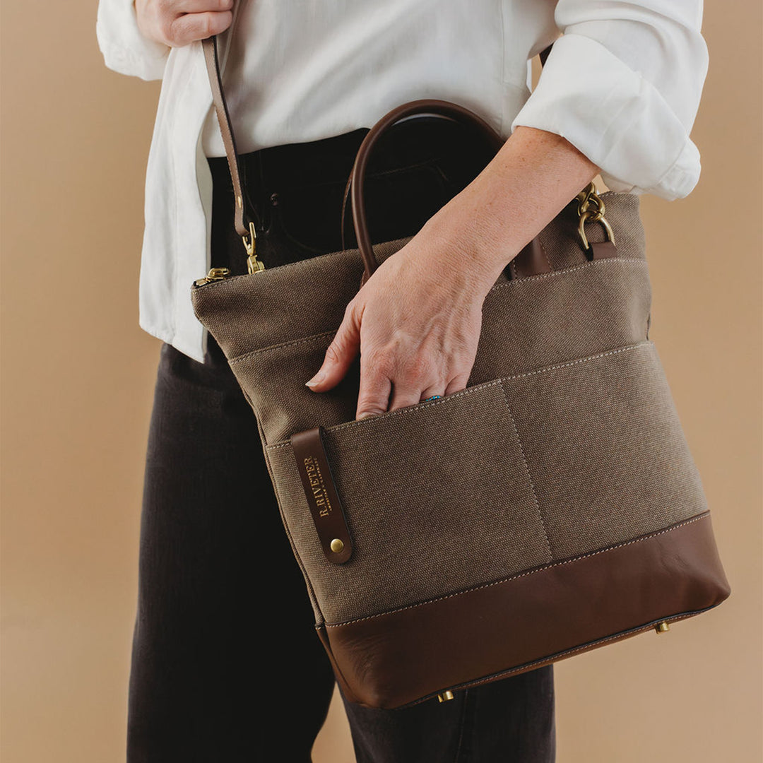 Otto Tote | Chocolate Washed Canvas + Brown Leather