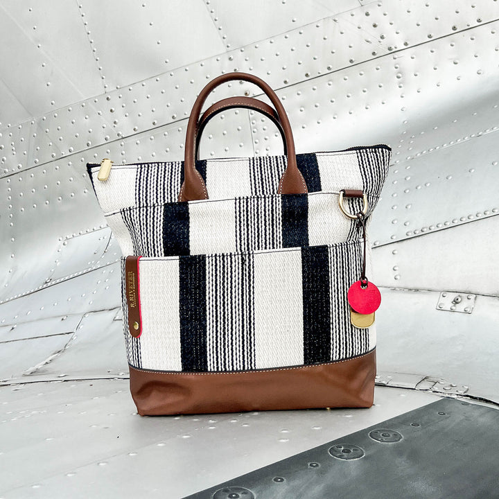 Otto | Black and White Woven + Brown Leather