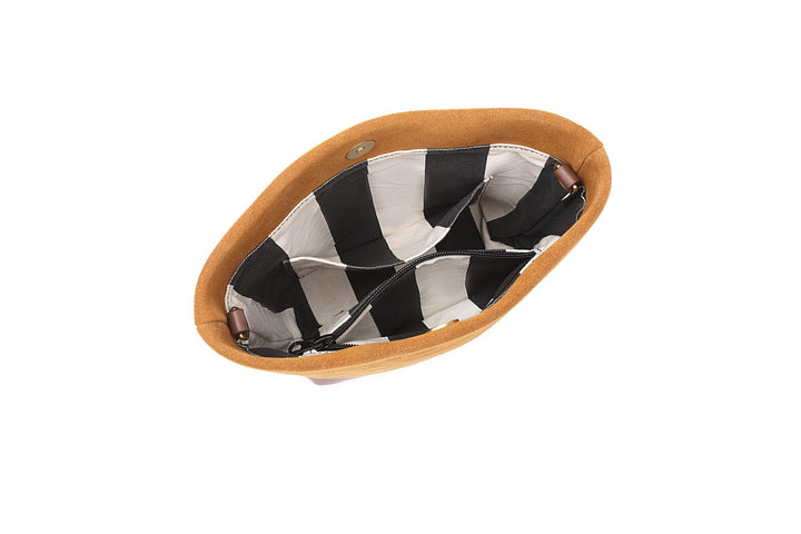 Betsy Bucket Bag | Mustard Suede + Brown Leather