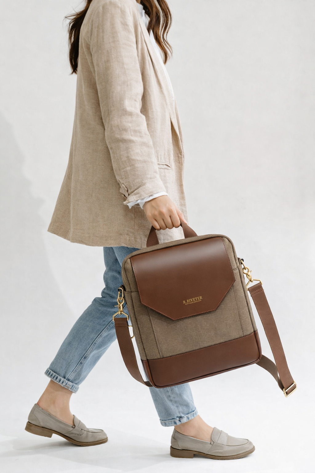Corbin | Chocolate Washed Canvas + Brown Leather