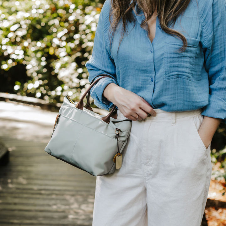 Dot | Small Tote | Slate Nylon + Brown Leather