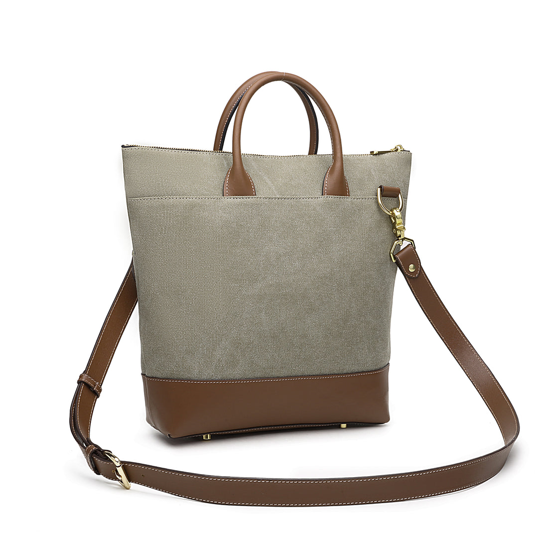 Otto Tote | Fatigue Washed Canvas + Brown Leather