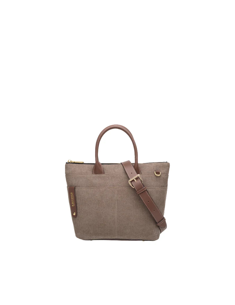 Dot | Small Tote | Chocolate Washed Canvas + Brown Leather