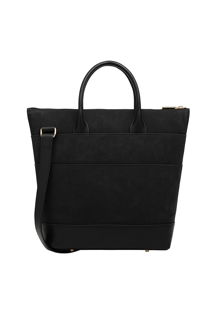 Otto Tote | Black Washed Canvas + Black Leather