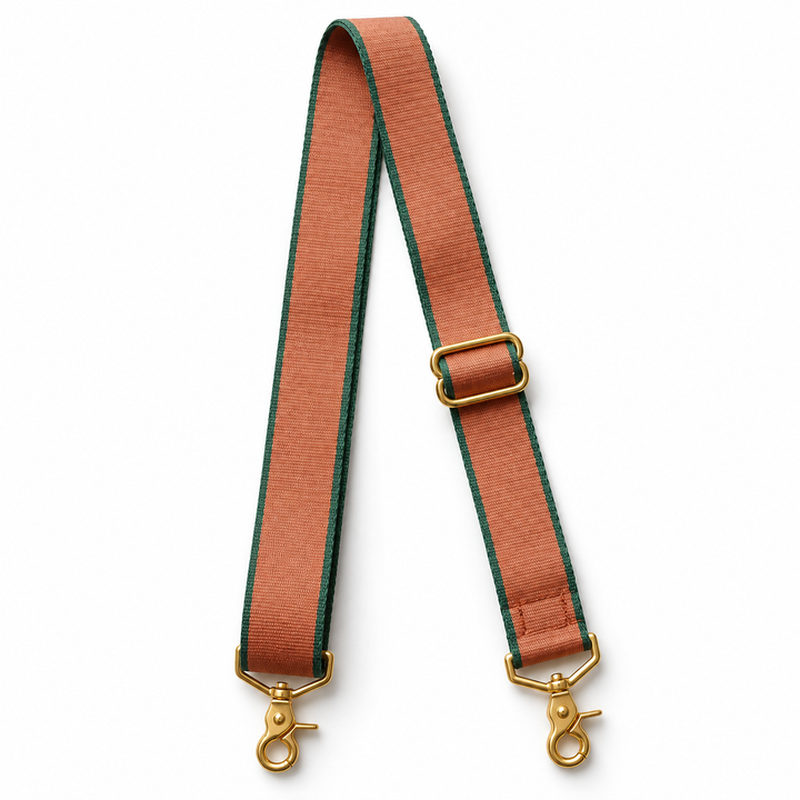 Guitar Strap | Cinnamon + Forest Green Trim