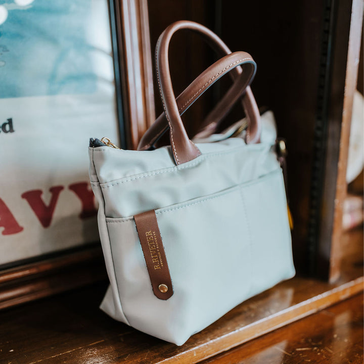 Dot | Small Tote | Slate Nylon + Brown Leather