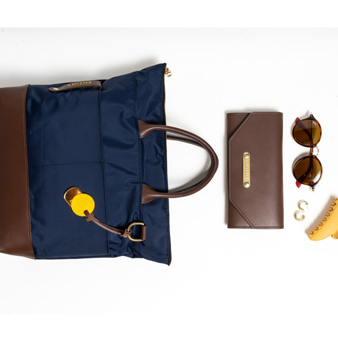 Otto | Navy Nylon + Brown Leather