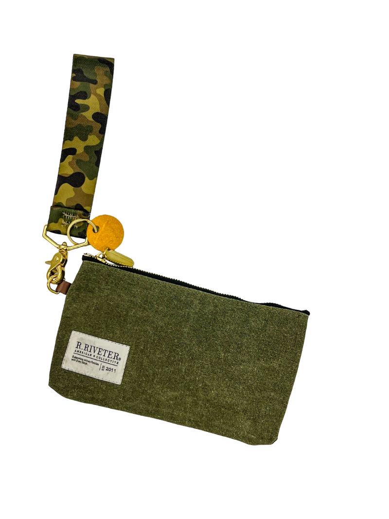 Lucy Wristlet | Fatigue Waxed Canvas + Camo