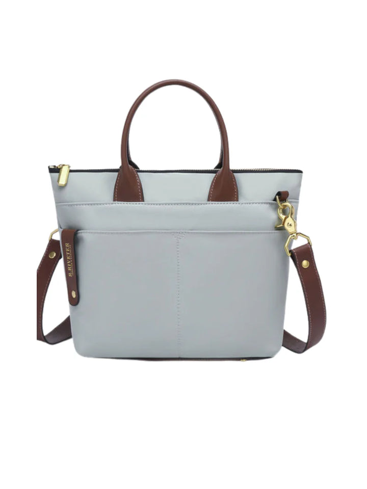 Dot | Small Tote | Slate Nylon + Brown Leather