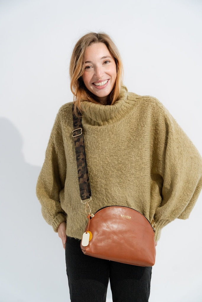 Hopper | Riveter Tan Leather W/ Camo Webbed Strap