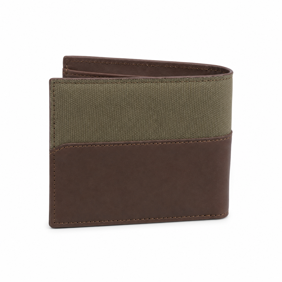 Dakota Bifold Wallet | Fatigue Waxed Canvas + Brown