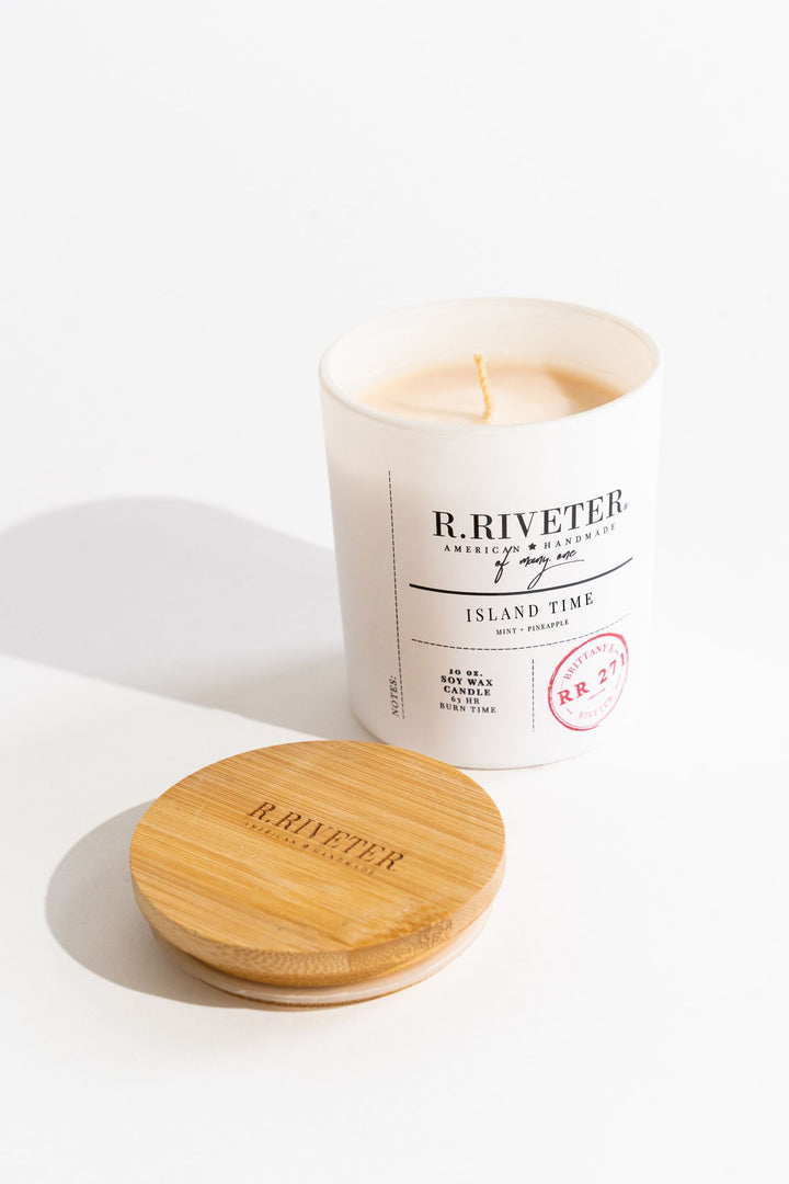 Riveter Made Candle | Island Time - 10oz White Jar