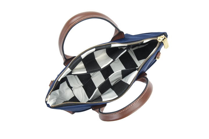 Dot | Navy Nylon + Brown Leather