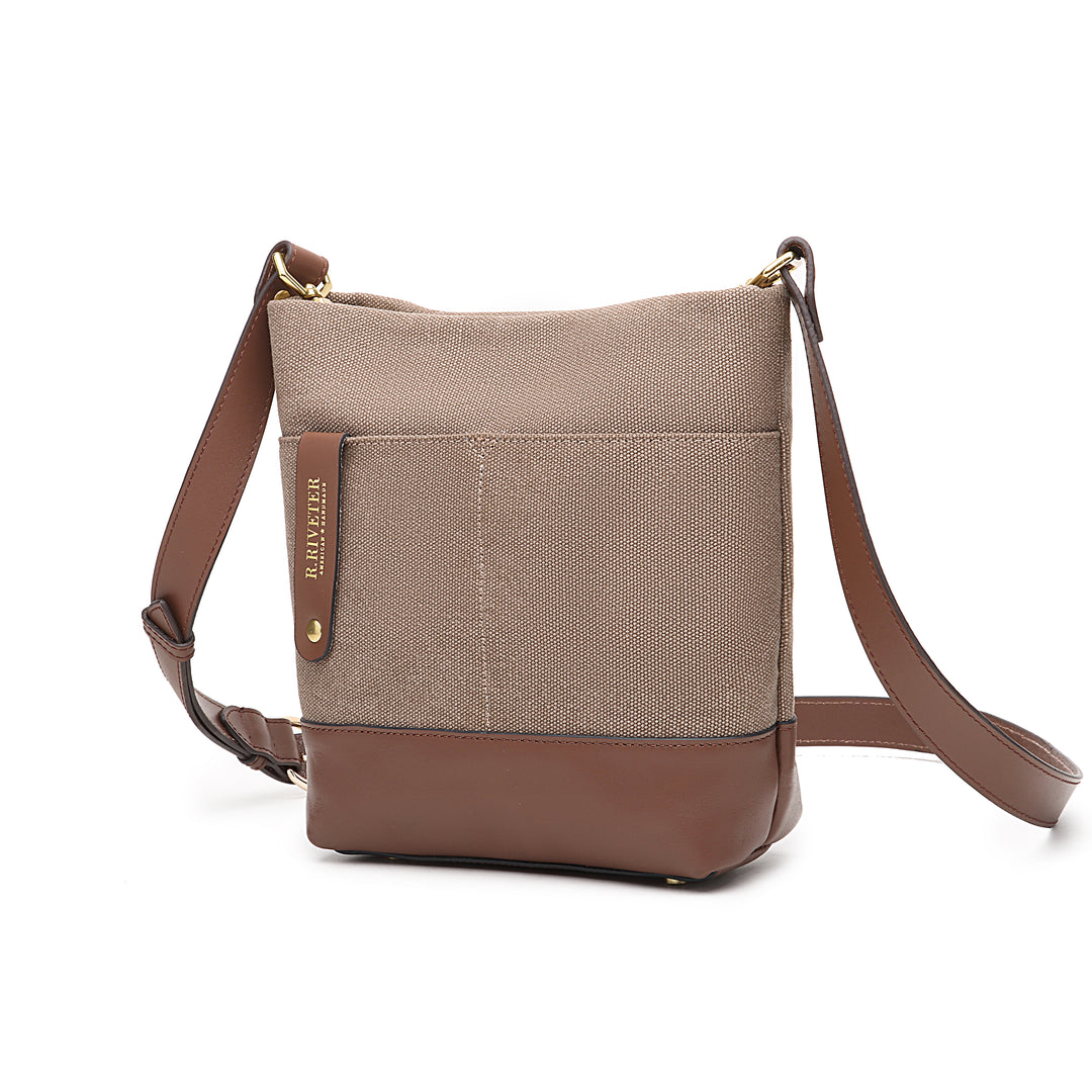 Betsy Bucket Bag | Chocolate Washed Canvas + Brown Leather