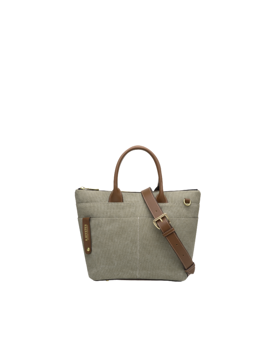 Dot  Mini Tote | Fatigue Washed Canvas + Brown Leather