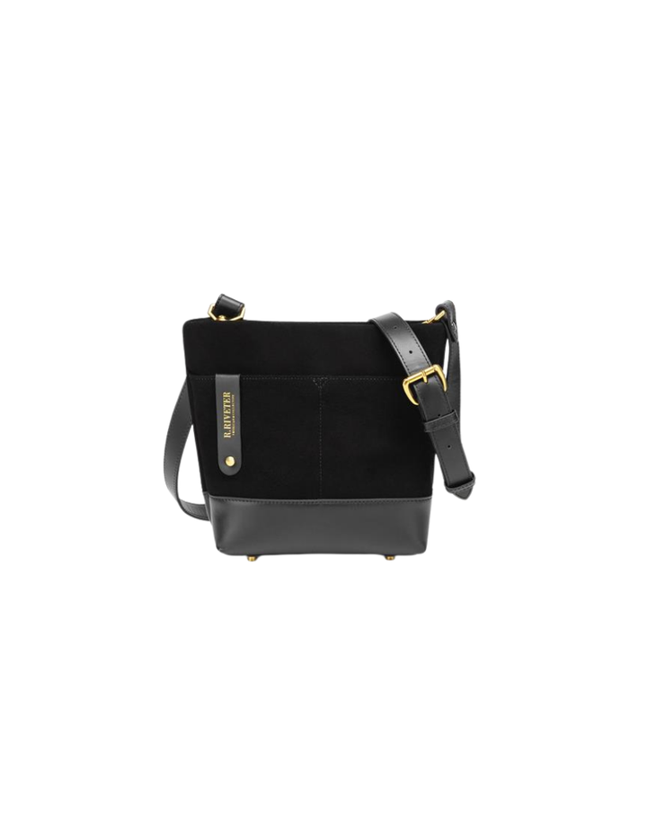 Betsy Bucket Bag | Black Suede + Black