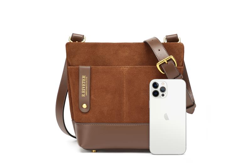 Betsy Bucket Bag | Rust Suede + Brown