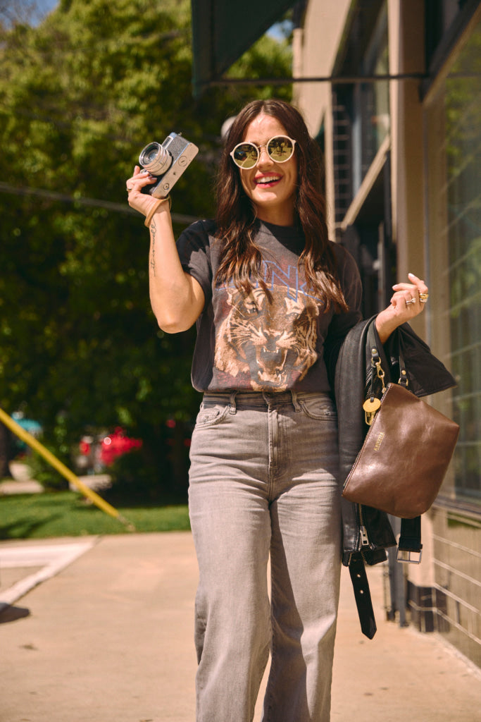 Naomi | Signature Brown Leather Zipper Clutch