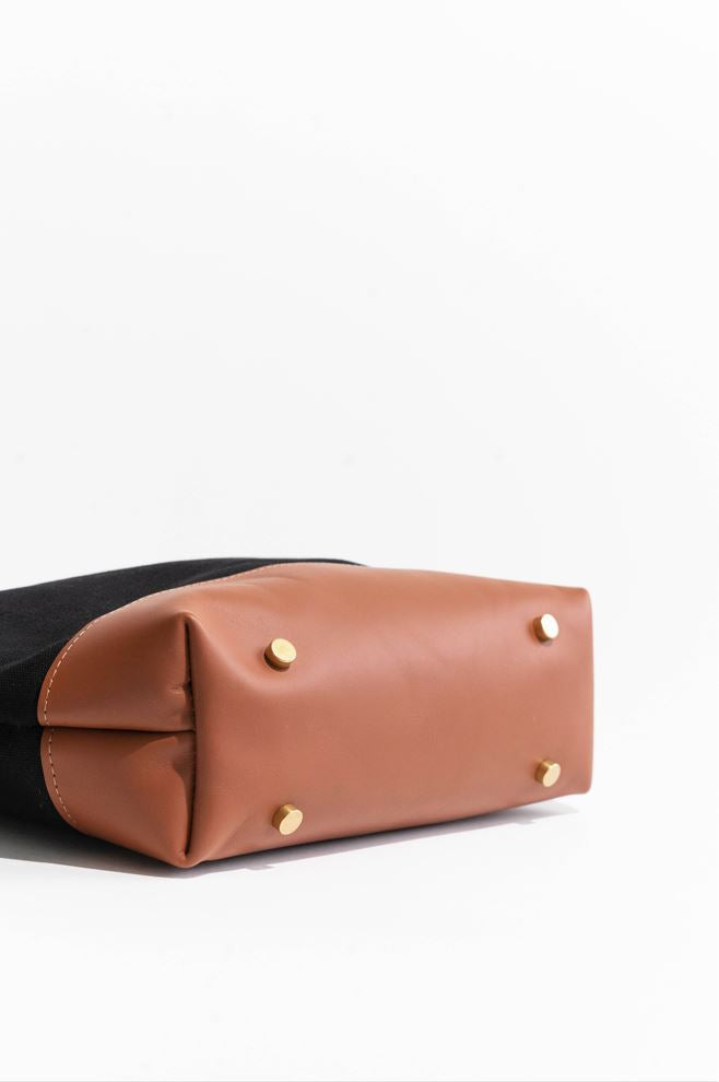 Otto | Signature Black Canvas + Tan Leather Handbag