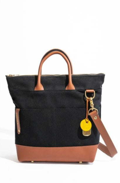 Otto | Signature Black Canvas + Tan Leather Handbag