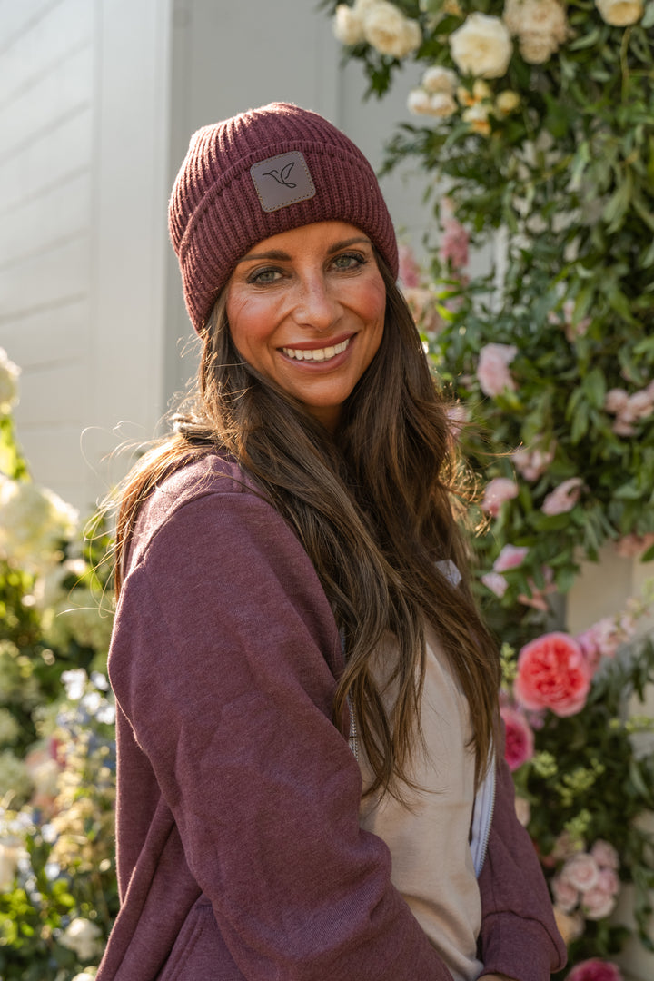 Maroon Zip-Up Fleece Hooded Sweatshirt | R. Riveter x Nightbirde Foundation Collection