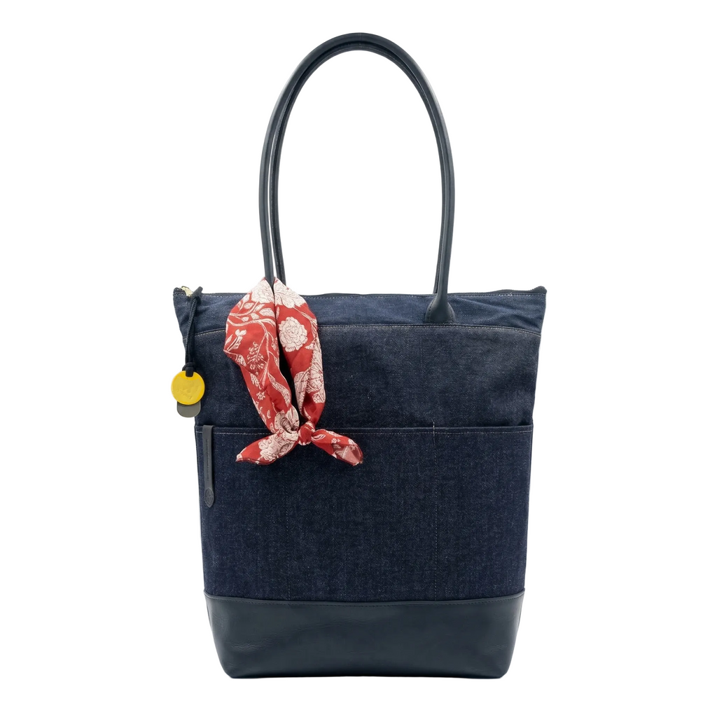 Grant | Denim+ Black Leather & Rosie Scarf – R. Riveter