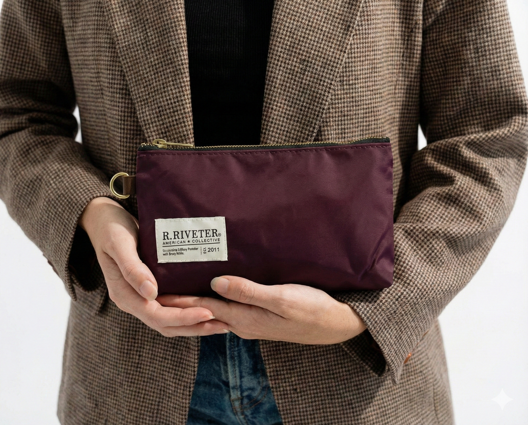 Lucy Zipper Pouch | Wine Nylon