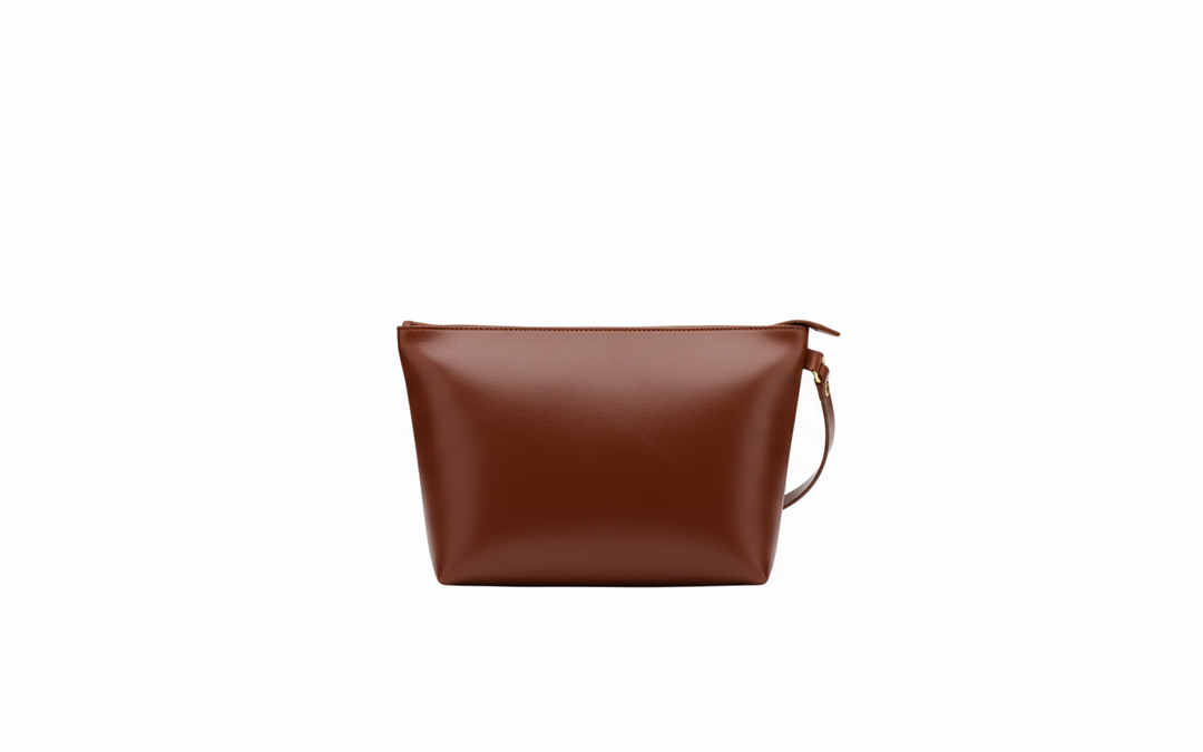 Naomi Zipper Clutch | Chocolate Brown Leather