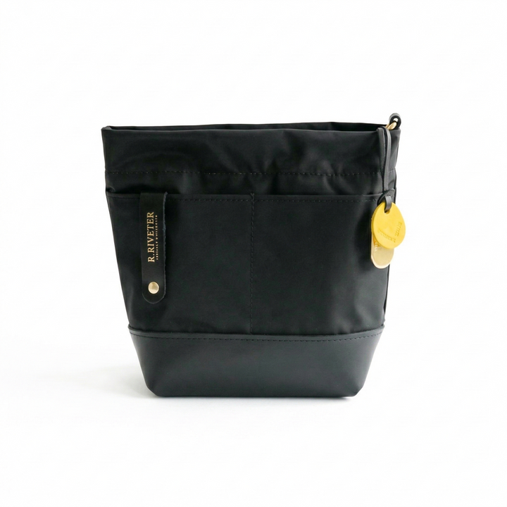Betsy Bucket Bag | Black Nylon + Black Leather
