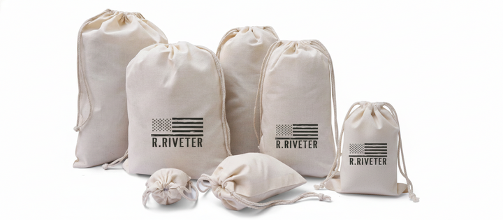 Hand Stamped Drawstring reusable Giftbag -Cotton