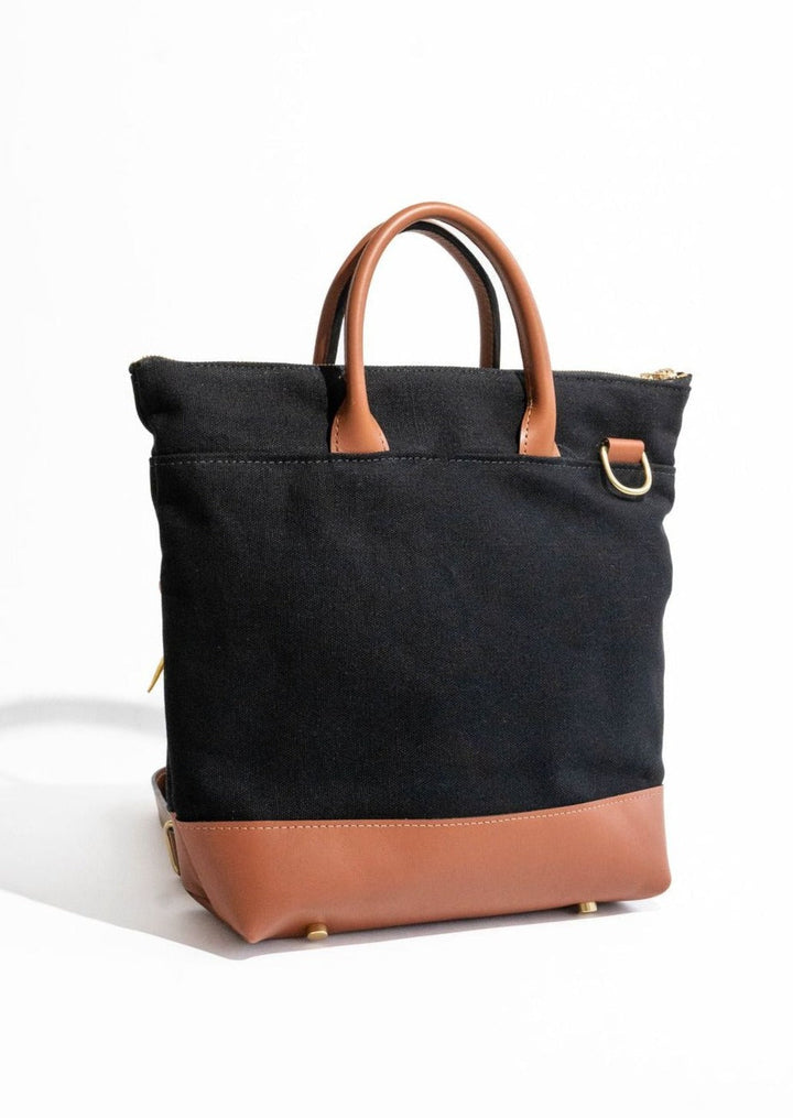 Otto | Signature Black Canvas + Tan Leather Handbag