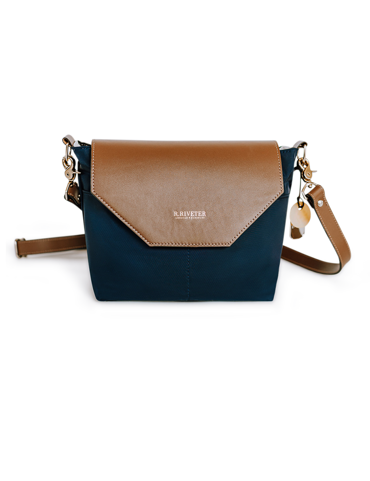 Hobby | Navy Nylon + Brown Leather