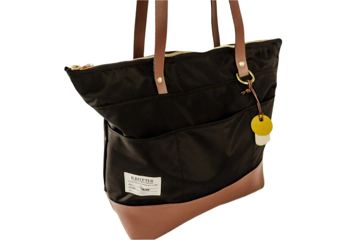 Harriet | Black Nylon + Brown Leather