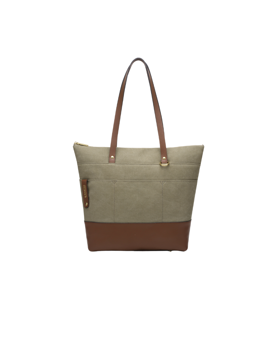 Harriet Tote Bag | Fatigue Washed Canvas + Brown Leather