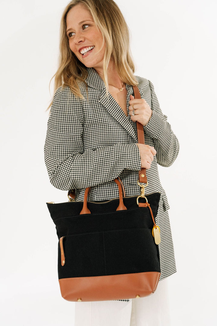 Otto | Signature Black Canvas + Tan Leather Handbag